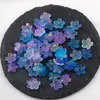 Cuentas de Flor de Gradiente Colorido Acrílicas con un Agujero en el Medio, Flor de Cinco Pétalos con Polvo Dorado para Pulsera DIY, Tapas de Flor, Tapas para Cuentas, Accesorios de Cuentas Sueltas