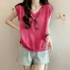 Bufanda de Seda con Calados y Cuello en V, Top de Punto de Bambú y Lino para Mujer, Nuevo Versátil Casual Elegante Adelgazante Camiseta Primavera/Verano 2026