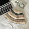 Sombrero de pescador de acrílico con diseño de bloques de color, tejido, versátil, transpirable, elegante, listo para envío transfronterizo, hecho en fábrica