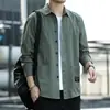 Camisa Masculina Manga Longa Algodão Workwear Camisa Masculina Estilo Japonês Camisa Casual Loose Top Primavera e Outono Casaco Novo