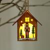 Casa de Madera Luminosa Navideña Ensamblada Soldado de Nogal Colgante de Árbol de Navidad Casa de Madera Pequeña Hecha a Mano DIY para Niños