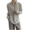 Diseño Retro Japonés de Nicho Estilo Étnico Camisa de Manga Larga a Rayas para Hombre Primavera Otoño Chaqueta Hueca Fresca Tendencia Canalla