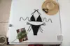 2024 Nuevo Traje de Baño Sexy Europeo y Americano para Mujer Bikini de Color Sólido con Tiras de Triángulo