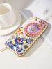 Carteira de Couro Estilo Étnico Novo Transfronteiriço Moda Estampada PU Porta-Moedas Multi-Compartimento para Cartões Porta-Moedas Tecida Bolsa Portátil Feminina