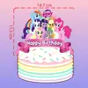 Cartão de decoração de bolo de pônei, sobremesa de aniversário de menina, plug-in musical, adesivo de pudim