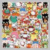 50 pegatinas de Año Nuevo de Sanrio pintadas a mano, perro de jade de dibujos animados, gato KT, teléfono móvil, computadora, pegatinas de pegamento impermeables
