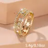 Anel Feminino Rongxing Europeu e Americano Transparente Estrela Anel com Textura de Grão de Arroz Banda do Anel Transparente Cravejado com Strass Anel Decorativo Diário