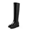 Botas altas de couro liso para mulheres, sapatos de tamanho grande, sapatos antiderrapantes femininos, inverno 507