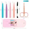 Set de Seis Piezas de Pinzas para Cejas de Fabricante, Pinzas Depiladoras, Pinza para Barba de Alta Precisión, Cepillo para Cejas, Tijeras para Recortar Cejas, Set de Pinzas para Cejas de Acero Inoxidable