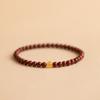 Pulsera de Sándalo Rojo de Hoja Pequeña para Mujer, Alto Contenido de Aceite, Alta Densidad, Material Viejo, Veta Lisa, Pulsera de Sándalo de Cuenta Budista de Círculo Único