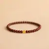 Pulsera de Palosanto de Hoja Pequeña para Mujer, Alto Contenido de Aceite, Alta Densidad, con Estrellas Doradas, Material Viejo, Grano Liso, Círculo Único, Cuentas Budistas, Sándalo