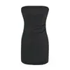 Estilo Pura Pasión Temperamento Sin Tirantes Verano Nuevo Plisado Cintura Ceñida Adelgazante Sexy Ceñido a las Caderas Vestido Corto para Mujer