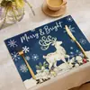 2026 Nuevo Mantel Navideño Transfronterizo Lino Estampado de Muñeco de Nieve y Alce Mantel Servilleta Decoración de Mantel Amazon