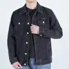 Jaqueta jeans de primavera para homens, grossa, folgada, tamanho grande, jaqueta de trabalho com gola de lapela e múltiplos bolsos