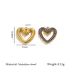 Exquisito Colgante de Collar con Forma de Corazón con Accesorios Incrustados de Diamantes, Accesorios de Joyería de Acero Inoxidable Chapados en Oro de 18 Quilates, Corazón Pequeño Estilo Chanel