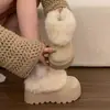 Pantuflas de plataforma con forro afelpado para mujer, para usar en exteriores, novedades de invierno 2026, suela gruesa, zapatos de algodón peludos, pantuflas de nieve Birkenstock