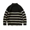 Yidao Vintage 2025 Otoño/Invierno Nuevo Jersey de Punto Retro Rayado con Cremallera Interior de Cuello Alto Holgado Casual