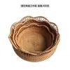 Cesta de armazenamento artesanal de Rattan vietnamita para sala de estar, cesta de pão para exterior, cesta de armazenamento trançada de Rattan para frutas zero