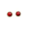 Pendientes Retro de Gema Borgoña Estilo Hong Kong para Mujer, Pendientes Franceses Dorados de Alta Gama de Nicho, Pendientes Elegantes de Año Nuevo