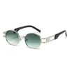Nuevas Gafas de Sol Retro Europeas Americanas con Montura Ovalada Pequeña Gafas de Sol Metálicas de Moda Tendencia Protección Solar Versátil