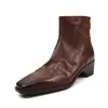 Botas femininas de tornozelo estilo Brogue Britânico 2026, sapatos de outono, salto grosso, confortáveis para os pés, salto alto, elástico e afunilado
