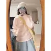 Chaqueta Corta de Algodón Cálida de Invierno 2026, Estilo Coreano Casual, Tejido de Punto Grueso Trenzado con Parches, Ropa de Abrigo de Dos Piezas Falsas con Cuello Alto para Mujer