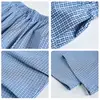 Calça Cargo Plaid Elástica na Cintura com Pregas Estilo Retrô Americano Design Unissex com Efeito Drapeado Perna Larga Calça Casual