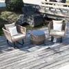 Sofá Exterior Patio al Aire Libre Ratán Sofá de Ratán para Tres Personas Silla de Ratán Impermeable Protección Solar Silla de Ratán de Ocio para Jardín Combinación con Mesa de Café