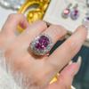 Conjunto de tres piezas de rosa seca con corte de cielo estrellado y apertura de diamantes para mujer, elegante colgante de lujo y pendientes.