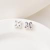 Pacote 14K Ouro Incrustado Zircão Branco Quatro Folhas Trevo Contas Feito à Mão Pulseira DIY Pulseira de Pérolas Dupla Fileira Contas Grosso Material Prateado