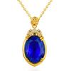 Venta caliente estilo coreano colgante grande de piedra desnuda Topacio de Brasil zafiro chapado en oro de 18K con incrustaciones de diamante atmósfera de lujo