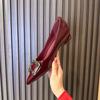 Zapatos de Salón de Puntera Fina de Charol Borgoña con Tacón Bajo para Mujer 2025 Nuevos Zapatos de Mujer Primavera y Otoño Tacones Altos Nude Tacones Gruesos