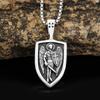 Nuevo colgante de escudo de cruz de Ángel retro transfronterizo, collar de medalla de acero inoxidable, collar de acero de titanio de moda y personalidad