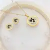 Nuevo especial transfronterizo explosión de tendencia europea y americana titanio acero alta calidad color collar pendientes traje femenino joyería de concha real