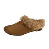 Diadema de Felpa de Lana de Cordero Retro Pantuflas Perezosas para Mujer Modernas Versátiles Mate Suela Plana Punta Cuadrada Cálidas Medias Pantuflas Birkenstock