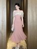 2026 Verano Nuevo Diseño Vestido de Compromiso Hombros Descubiertos Vestido Rosa Francés Vestido de Gala para Banquetes 11522