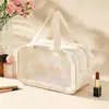 Bolsa de Cosméticos para Mulheres, Bolsa de Armazenamento de Cosméticos à Prova d'Água de Grande Capacidade para Viagem, Necessaire Portátil de Mão Visível para Viagens de Negócios
