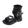 Sandalias Romanas Caladas Ins Retro 2026 Verano Nuevos Zapatos Cruzados de Princesa con Punta Abierta Estilo Coreano para Niñas con Falda
