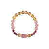 Pulsera de Topacio Amarillo Natural para Riqueza y Suerte Pulsera de Perlas de Arena Dorada Morada para Mujeres Regalo para Mejor Amiga Pulsera Pixiu de Cuarzo Fresa