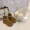 Botas de Moda con Plataforma de Encaje y Suela Gruesa para Mujer Otoño e Invierno 2025 Nuevo Estilo Británico Retro Versátiles con Cremallera Trasera Botas de Moda para Mujer