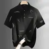 Camiseta de Manga Corta para Hombre Tallas Grandes Verano Algodón Mercerizado Ligero Estiramiento Cuello de Solapa Manga Corta Juvenil Casual Sin Planchar Holgada Estampada Media Manga Moderna