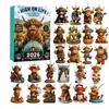 Calendario de Adviento Navideño Serie Vaca de las Tierras Altas 2026 Decoración de Árbol de Navidad Colgante Acrílico Caja Sorpresa