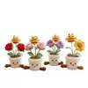 Venta Caliente Transfronteriza Hilo Ganchillo Planta en Maceta Rosa Girasol Abejita Maceta Linda Decoración Adorno Estilo Curativo