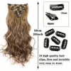 Extensiones de cabello con ondas grandes europeas y americanas para mujer, 16 clips, juego de 7 piezas, extensiones de cabello largo y rizado
