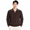 Camisa Polo Tricot Color Block Estilo Old Money Masculina Transfronteiriça Masculina 20226 Novo Estilo Suéter com Gola Manga Longa Top Masculino