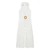 Z Estilo Europeu e Americano 2026 Nova Moda Temperamento Feminino Casual Elegante Cinto Vestido de Comprimento Médio 0387075