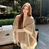 Estilo Nuevo Otoño e Invierno Pintura a Tinta Retro Moda Chal de Gama Alta Ropa Exterior para Mujer Cachemira Imitación Grueso Cálido Capa Bufanda