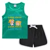 Chal de Verano 2023 para Niños Pantalones Cortos Camiseta Básica Casual Coreana Absorción de Sudor Dulce Conjunto de Camiseta sin Mangas Interior para Niños