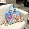 Nova Bolsa Cesta de Presente Trançada em Plástico, Bolsa de Mão, Cesta de Presente, Bolsa de Praia Estilo Fresco, Bolsa Tote para Mulheres