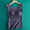 Outono e inverno Novo Quente colete quente sem costura gola V flor renda peça única copo fixo fino base roupa íntima